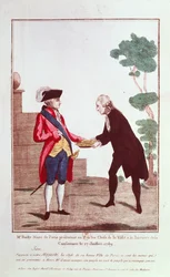 Jean Sylvain Bailly (1736-93) überreicht Ludwig XVI. (1754-93) die Schlüssel der Stadt Paris, 17. Juli 1789